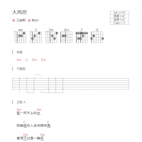 [抖音热歌]大风吹吉他谱和弦版 王赫野