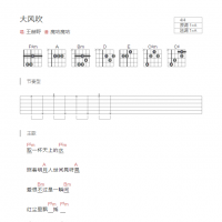 大风吹吉他谱A调和弦版 王赫野