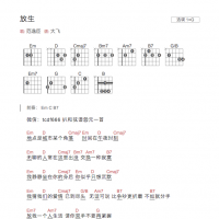放生吉他谱G调和弦版 范逸臣
