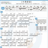 十月日记 吉他弹唱谱 白熊音乐