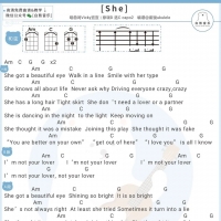 Vicky宣宣《she》尤克里里弹唱谱 白熊音乐