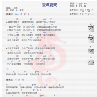 王大毛《去年夏天》吉他谱分享