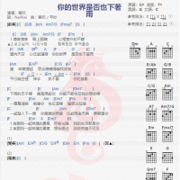 碧欣《你的世界是否也下着雨》吉他谱分享
