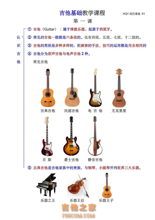 吉他自学教程（基础系列）第1课，认识吉他