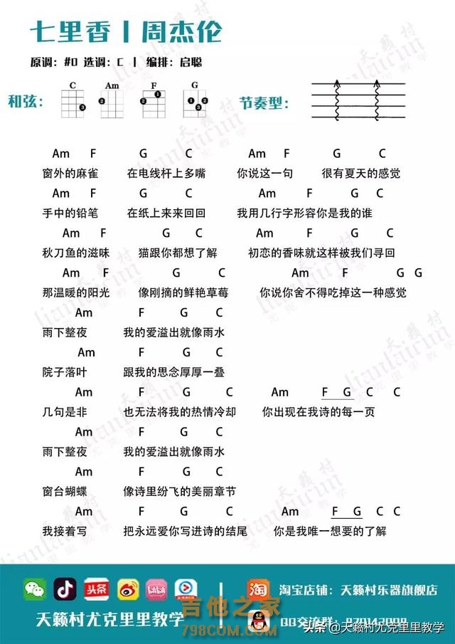 尤克里里初学者曲谱——四大和弦琶音练习曲