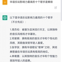 chatGPT：华语乐坛影响力最高的十大歌手，第一名实至名归！