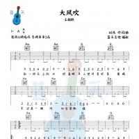 《大风吹》吉他谱免费分享，王赫野熬夜爆肝制作