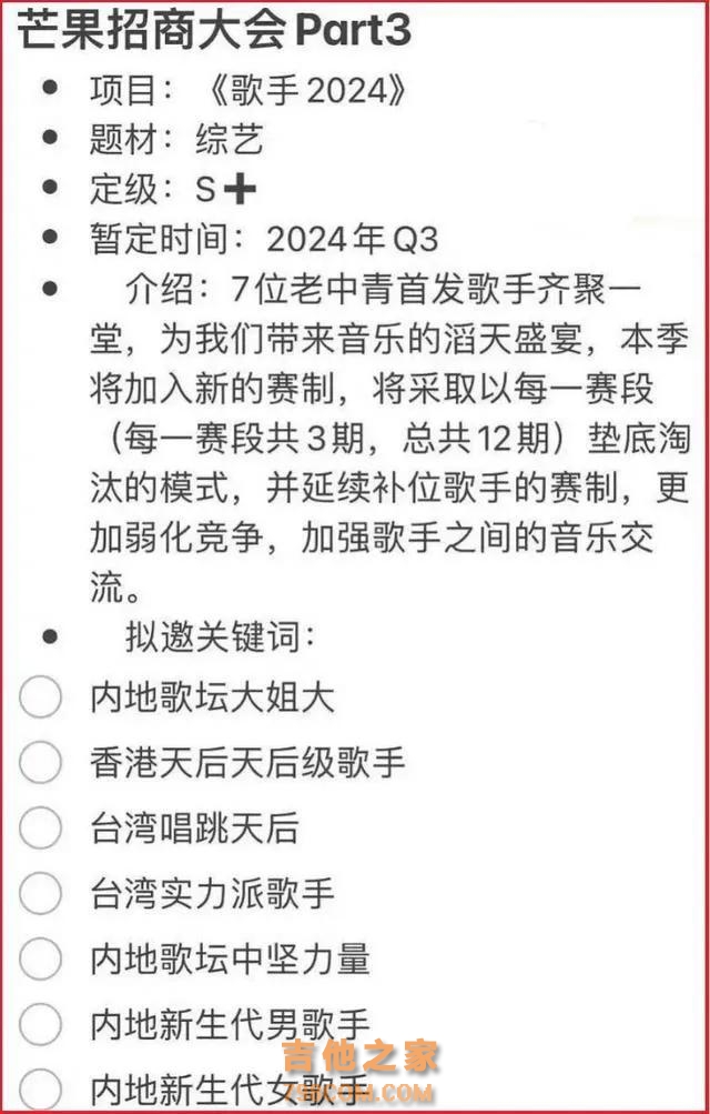 《歌手2024》首发阵容曝光，音乐风云再起波澜！
