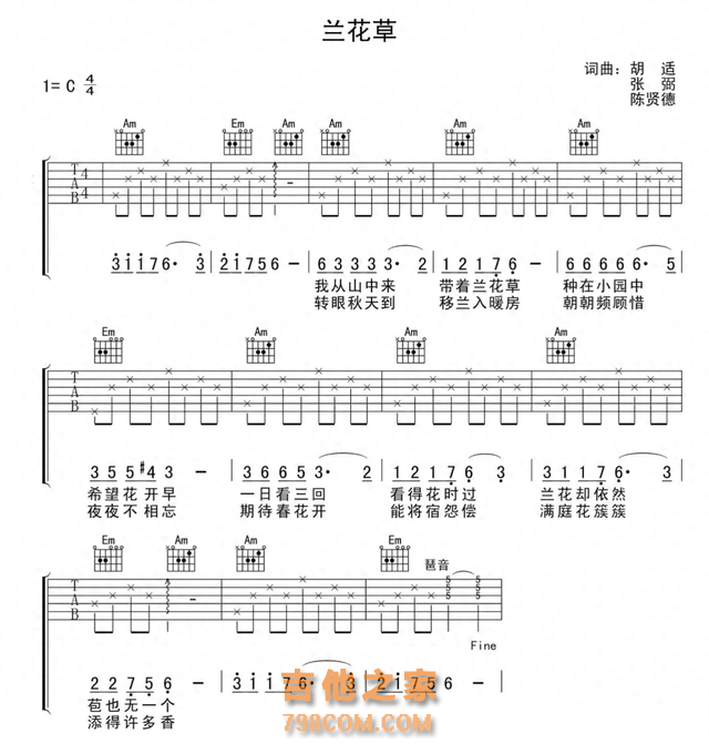 吉他初学者必练歌曲，附歌曲吉他谱