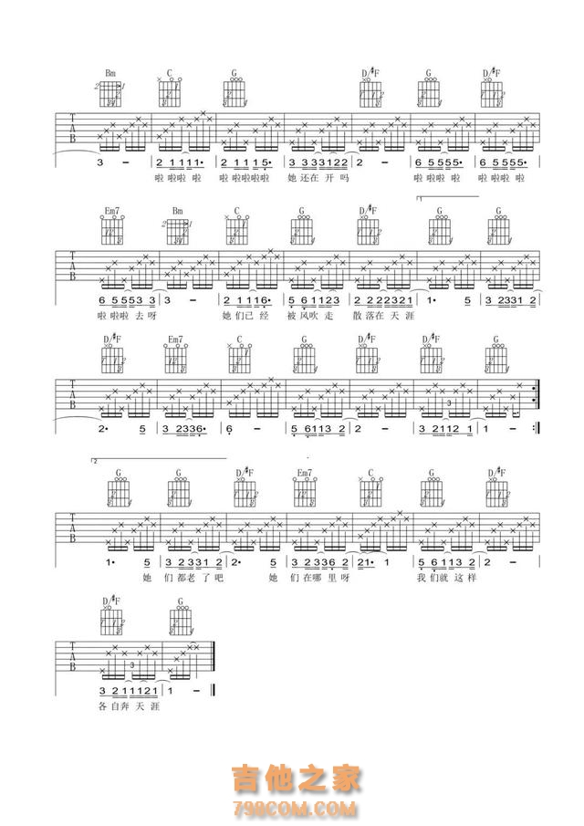 零基础学吉他练习歌曲（附歌曲吉他谱）