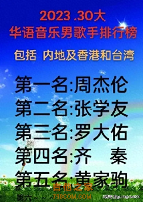 华语音乐男歌手排行榜终于有人整理出来了，收藏起来看看
