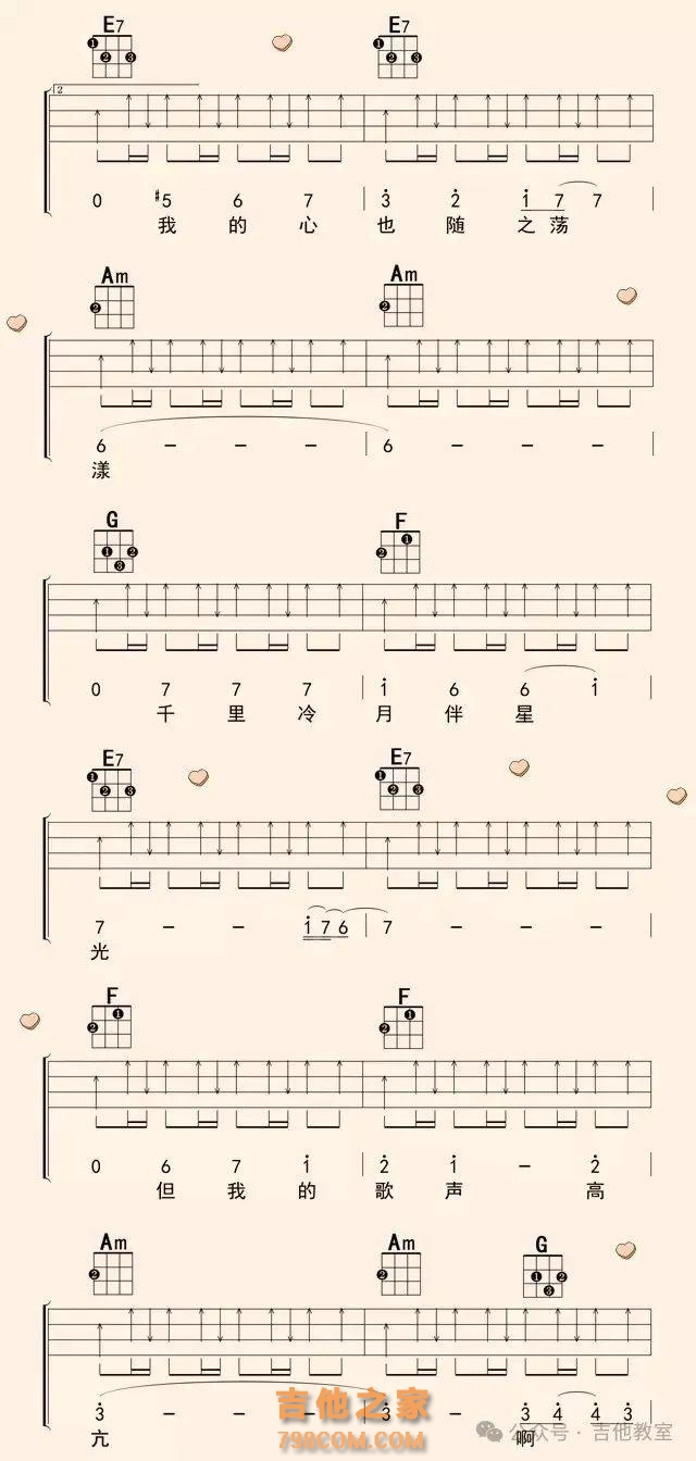 吉他前八后十六扫弦的练习(附歌曲吉他谱)