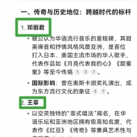 中国女歌手实力排名，邓丽君排第一，那英也上榜了！