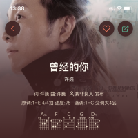 好谱分享：曾经的你-许巍 吉他谱C调简单版